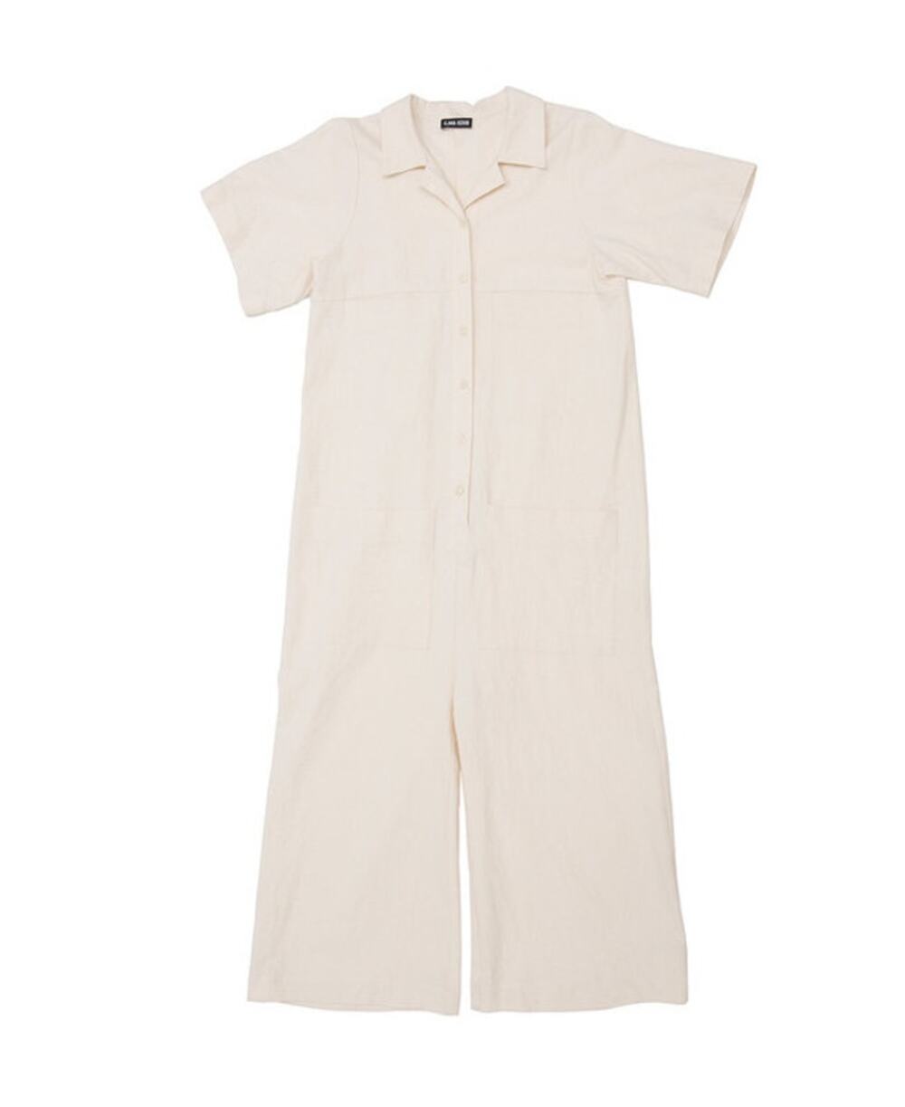 Ilana Kohn 100% Linen Mabel Coverall Jumpsuit Tan Khaki Size Medium